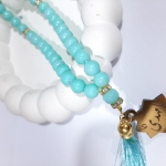خرید تسبیح 33 دانه پلاک دار امام عصر - سبز آبی- کد 6698- فروشگاه دیدار