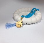 خرید تسبیح 33 دانه پلاک دار امام عصر - آبی فیروزه ای- کد 6699- فروشگاه دیدار