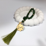 خرید تسبیح 33 دانه پلاک دار کریستالی یا مهدی - سبز- کد 4773- فروشگاه دیدار