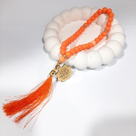 خرید تسبیح 33 دانه پلاک دار امام عصر - نارنجی- کد 6696- فروشگاه دیدار