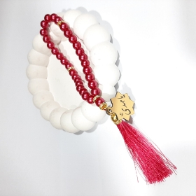 خرید تسبیح 33 دانه پلاک دار امام عصر - صورتی- کد 6695- فروشگاه دیدار