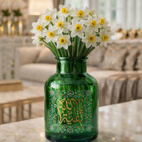 خرید گلدان شیشه ای طرح یا بقیه الله - رنگ سبز - کد 3672 - فروشگاه دیدار