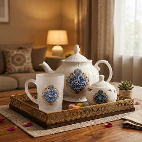 خرید استکان دسته دار بلند مات طرح یا امیرالمومنین حیدر- کد 6843- فروشگاه دیدار