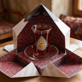 تصویر  جعبه استکان و نعلبکی طرح خیمه - تک عددی
