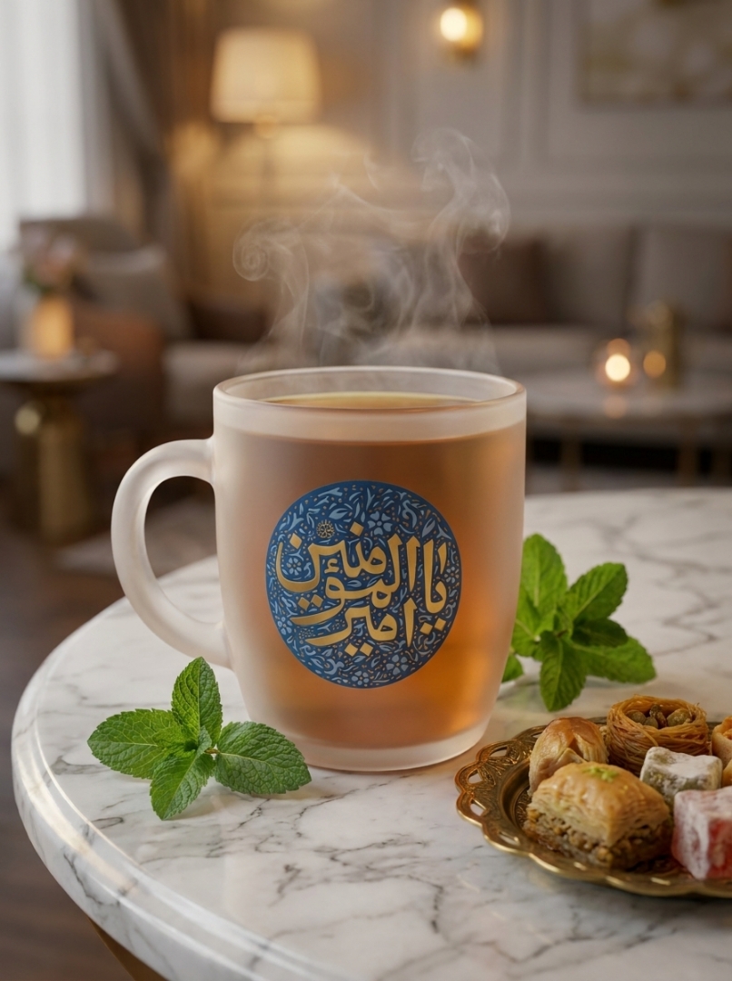 خرید لیوان مات دسته دار طرح یا امیرالمومنین - آبی- کد 6887- فروشگاه دیدار