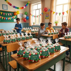 خرید برچسب مستطیل طرح روز دانش آموز مبارک - بسته 50 عددی- کد 5823- فروشگاه دیدار